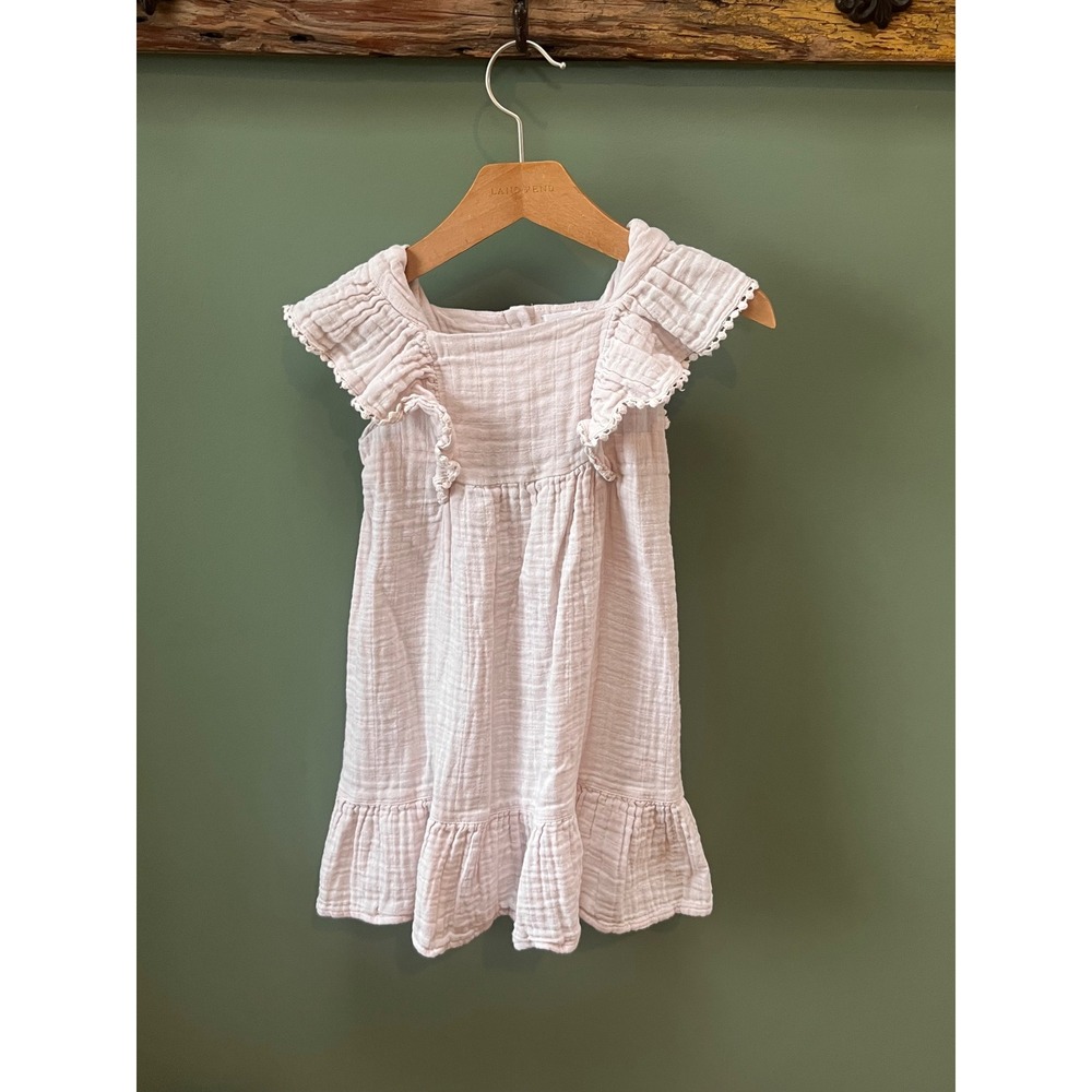 Jamie‎ Kay Kids Blush Pink Organic Cotton Muslin Flutter Sleeve Dress Size 5Y